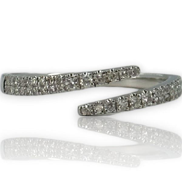 Diamond Spiral Wrap Accent Stacking Ring Size 6.75 14kt White Gold