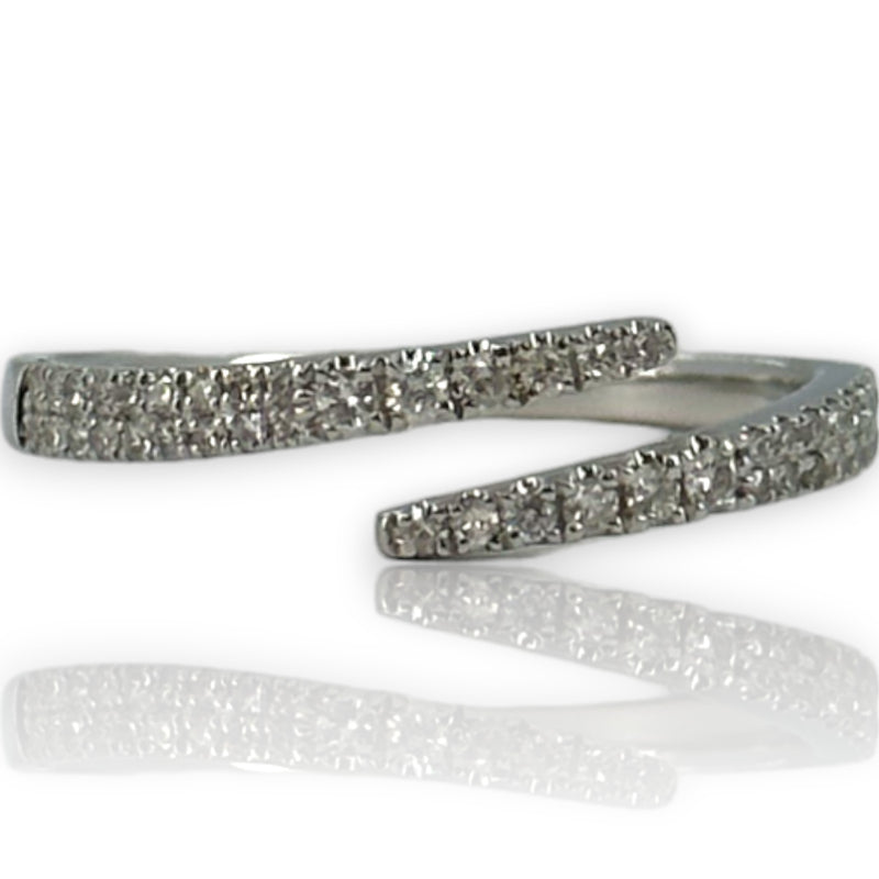 Diamond Spiral Wrap Accent Stacking Ring Size 6.75 14kt White Gold