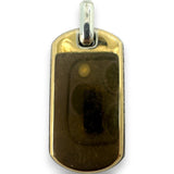 David Yurman 925 Sterling Silver and 18kt Gold Reversible Chevron Dog Tag Pendant Charm