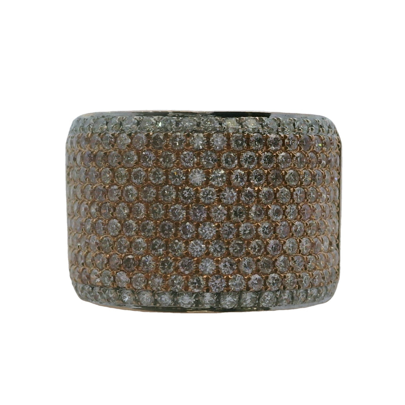 SNJ 14kt Rose Gold 15mm Wide 2.11ct Diamond Cluster Cigar Band Ring Size 8