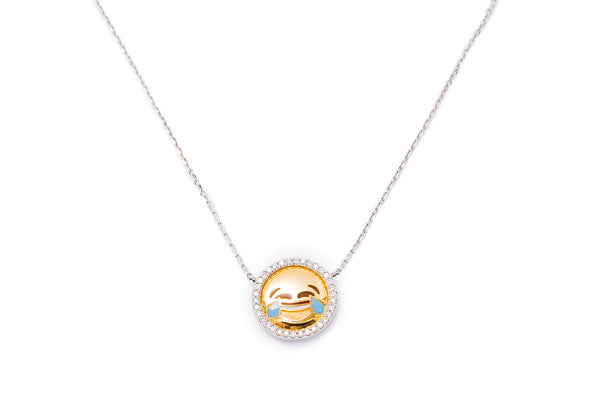 Jacob & Co Laughing Tears 18k 750 White Gold Emoji Pendant Charm Necklace