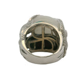 Unique Solid 18kt White Gold Statement Ring With 3.33ctw Diamond Lizards On Onyx and Quartz Rocks with Ruby Eyes