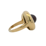 Vintage Denise Roberge Solid 18kt Yellow Gold and Cabochon Star Ruby Circle Cocktail Ring Size 6.25