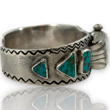 Native American 925 Sterling Silver and Natural Turquoise Blancpain Watch Cuff