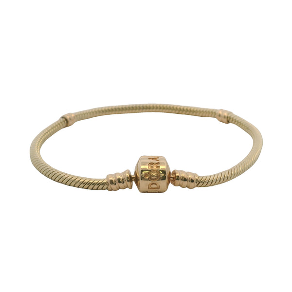 Pandora Moments 14kt Yellow Gold Snake Chain 7.25" Charm Bracelet with Cylinder Clasp
