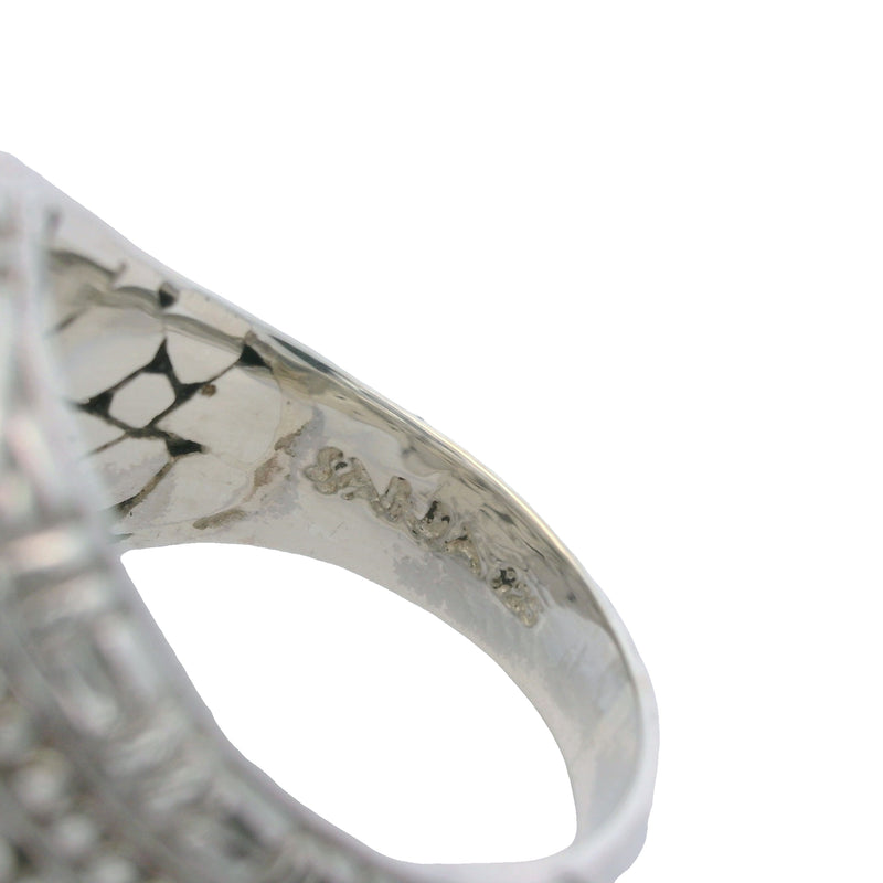 Sarda 925 Sterling Silver Swirl Pattern Oval Framed Ring Size 7