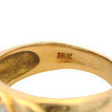 Vintage 1980s Solid 18kt Yellow Gold Cabochon Sapphire And Accent Diamond Cocktail Ring Size 5.5