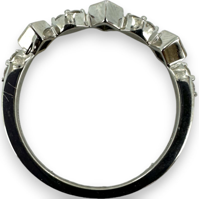 18kt White Gold Bezel Set Princess Cut and Alternating Round Brilliant Diamond Band Size 6.75