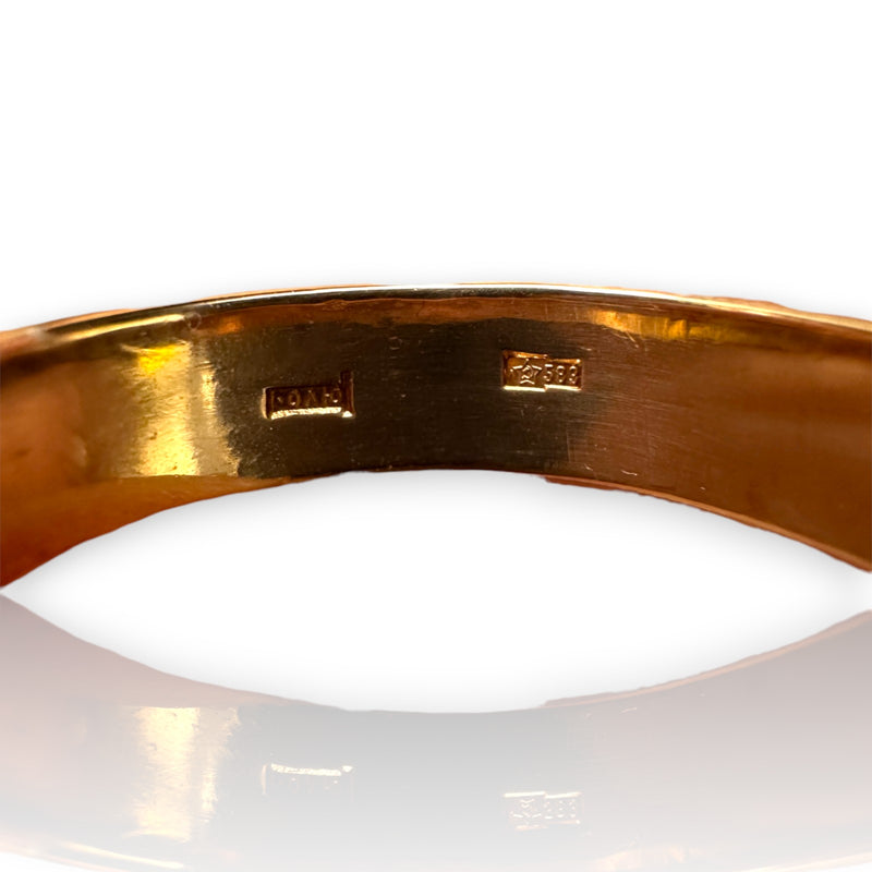 Vintage 1965-1994 Soviet Russia 14kt Rose Gold Chevron Pattern Band Size 12.75 Ring