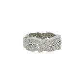 Vintage Mid-Century Solid Platinum and Diamond Retro Wavy Eternity Band Ring Size 3.5