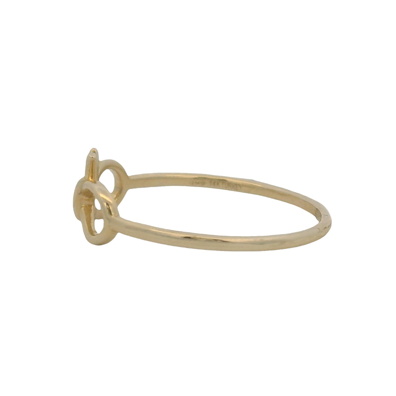 Solid 14kt Yellow Gold Thin Dainty Bow Ribbon Ring Made In Turkey Size 7