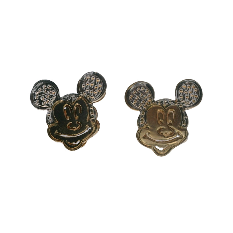 14kt Two-Tone Mickey Mouse Cartoon 13mm Stud Earrings