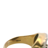 Antique Late Victorian Era 18kt 2-Tone Gold Diamond Cluster and Blue Enamel Circle Cocktail Ring Size 4