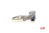 BITA Natural Emerald Cut Sapphire & Diamond Accent Wrap Band 18K 750 White Gold Ring Size 6 3/4