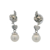Albert David Pearls & Gems 14kt White Gold Pearl and Diamond Small Drop Heart Earrings