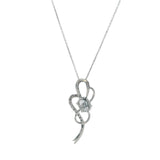 Le Vian Solid 14kt White Gold Aquamarine Diamond Ribbon Crossover Necklace 18"