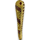 Rare 18kt Yellow Gold Large Italian Horn Pendant with Yellow and Orange Color-Treated Citrines Made in Italy