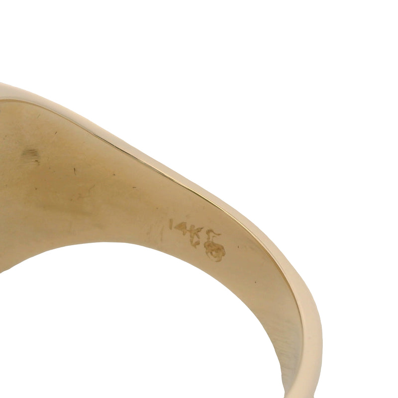 Antique Solid 14kt Yellow Gold Large "MMT" Engraved 16mm Signet Ring Size 12