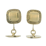 1930s Art Deco Solid 14kt Yellow Gold Geometric Pattern Cufflinks