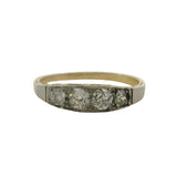 Antique Late 1800s Victorian 14kt Yellow Gold and Old Mine Cut Diamond 4-Stone Ring Size 8