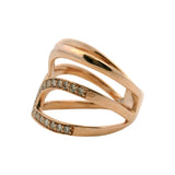 Le Vian Solid 14kt Rose Gold and 0.33ctw Diamond Wave Layered Multi-Band Style Ring Size 10