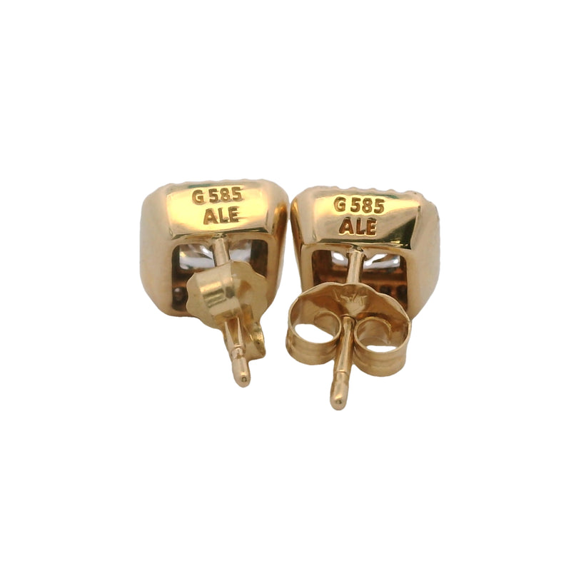 Pandora Square Sparkle Halo Stud Earrings In 14kt Yellow Gold and CZ Cubic Zirconia