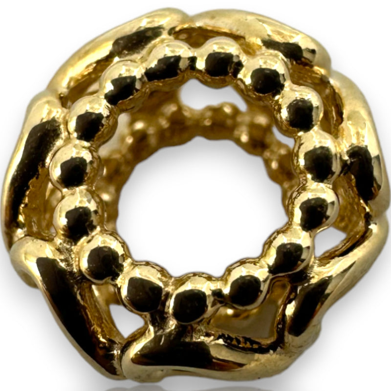 Charm separador "Suerte en el Amor" de oro macizo de 14 kt retirado de Pandora con corazones calados y detalles granulados (ALE 585)