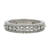 Solid 14kt White Gold and Alternating Round and Radiant Cut Diamonds Alternating Band Ring Size 7