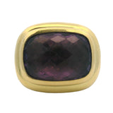 David Yurman Retired Large Rectangular 925 Sterling/18kt Yellow Gold and Amethyst Albion Ring Size 7