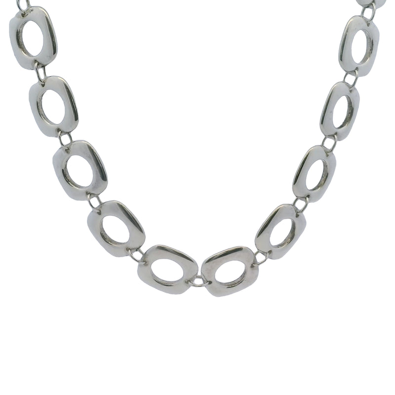 Tiffany & Co 925 Sterling Silver Square Cushion Link Toggle 17" Necklace