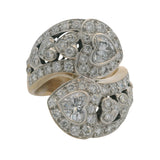 Solid 18kt Yellow Gold and VS 2ctw Diamond Large Heart Bypass Statement Ring Size 6.5