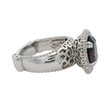 14kt White Gold 2.6ct Oval Garnet Solitaire Cocktail Swirl Ring With Diamond Halo Size 7