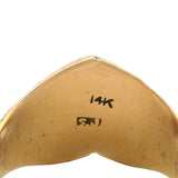 Antique Victorian Solid 14kt Yellow Gold Heart Shaped Signet "R" Ring Size 6.5