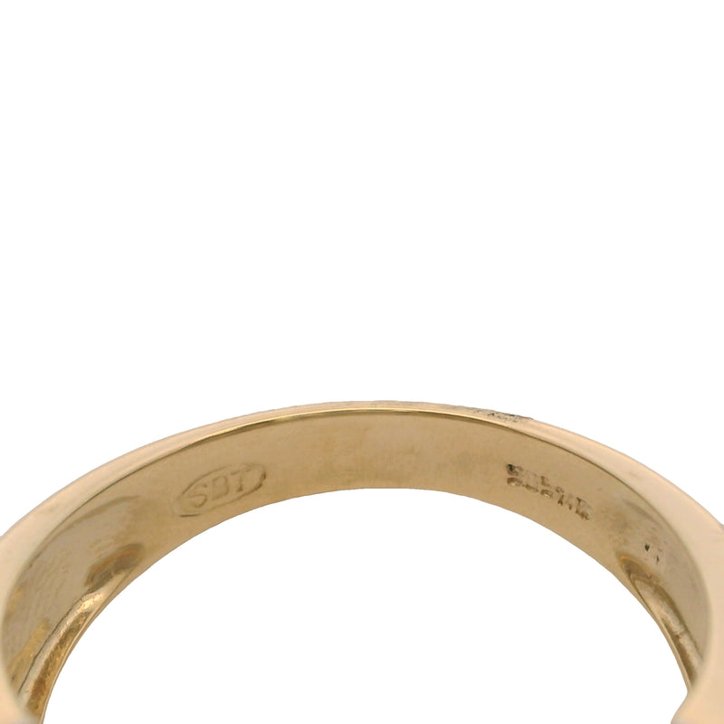 SBT Solid 14kt Yellow Gold and Bezel Set Diamond 3-Row Bubble Ring Size 7