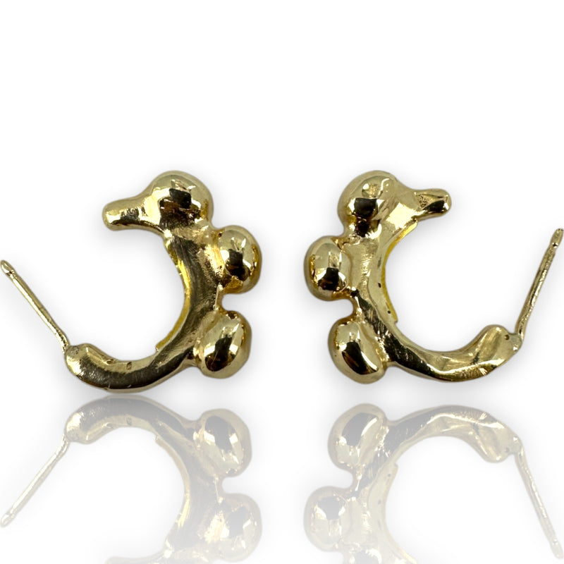 Solid 14k Yellow Gold Granulation Beaded 16mm Hoop Stud Earrings