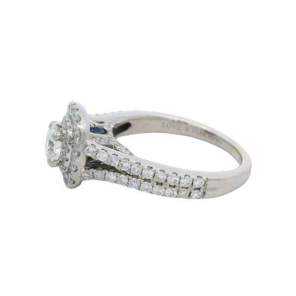 Vera Wang Love 14kt White Gold Double Halo Diamond Solitaire With Split Shank Engagement Ring