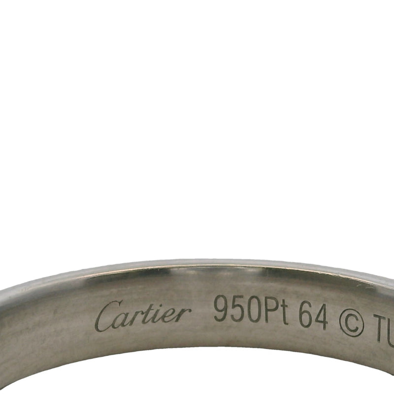 Anillo de bodas Cartier de 4 mm de platino macizo 1895 con textura punteada, talla 10,75