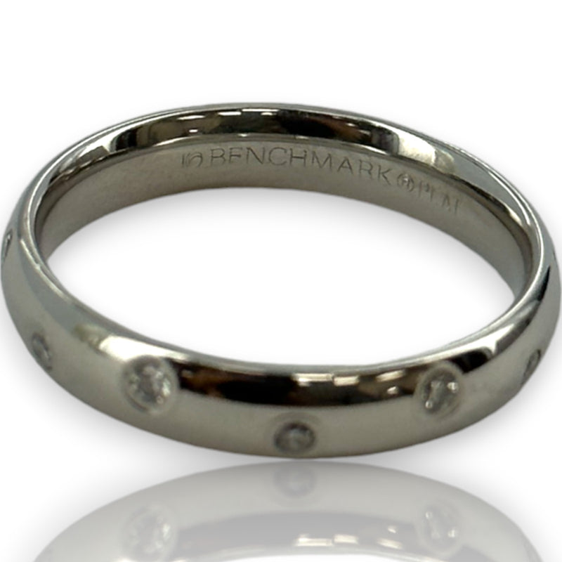 Benchmark Signed Solid Platinum Eternity Burnished Diamond 4mm Band Stackable Ring Size 8