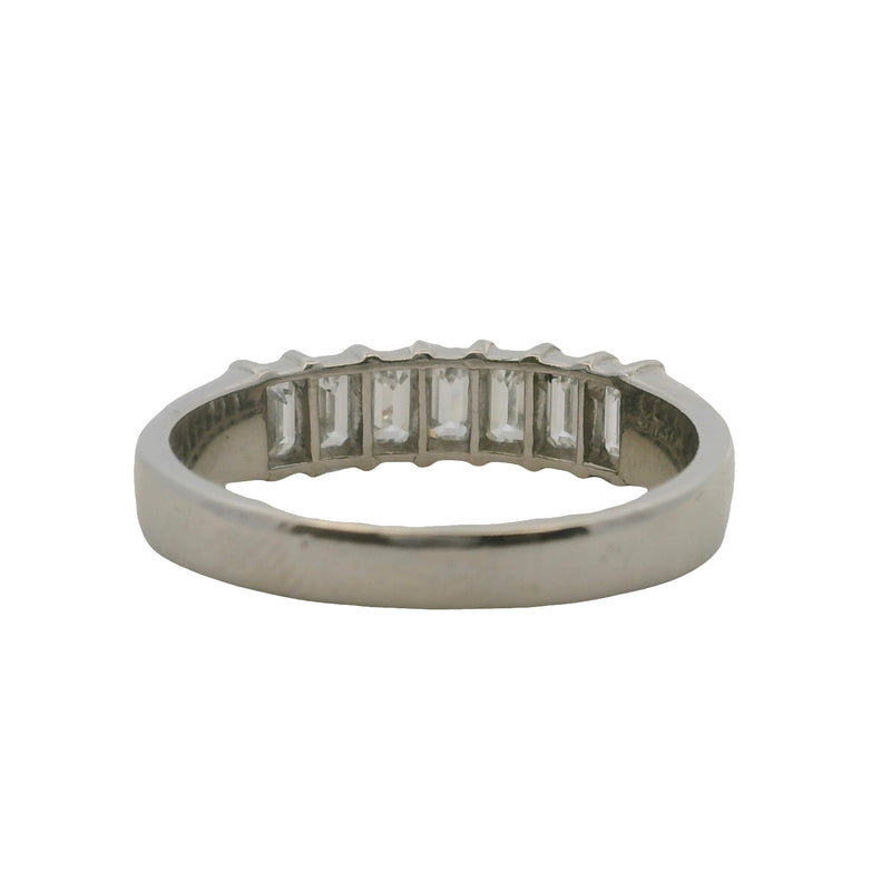 Vintage Solid Platinum and 3ctw Emerald Natural Diamonds Half-Eternity 5mm Wedding Band Ring Size 8.5