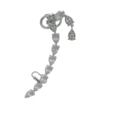 Solid 14kt White Gold and Baguette and Round Diamond Climber Single Dangle Earring with Cuff