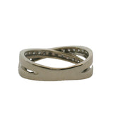 Solid 14kt White Gold and Diamond Crossover Milgrain Band Ring Size 6