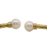 John Hardy Solid 18kt Yellow Gold 8.6mm Pearl and Diamond 7.25" Cuff Bracelet