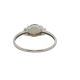 Solid 18kt White Gold and Carved Jade Flower and Diamond Ring Size 7.25
