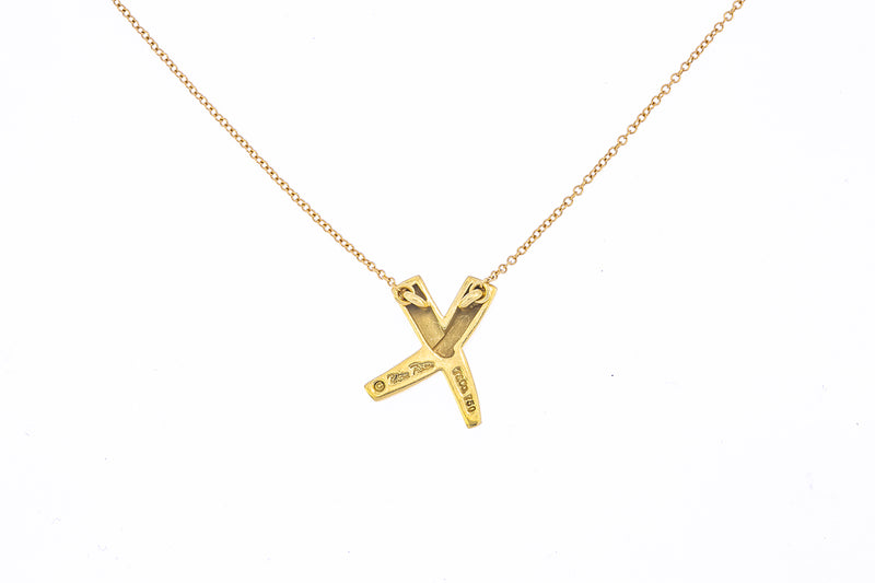 Tiffany & Co Paloma Picasso Graffiti X Pendant 18K 750 Yellow Gold Necklace