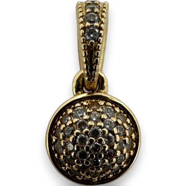 Pandora Retired 14kt Yellow Gold Dazzling Droplet Cluster Cubic Zirconia Drop Dangle Pendant G585 ALE