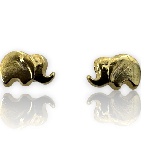Kids 10kt Solid Yellow Gold Tiny Elephant Stud Screw-Back Earrings