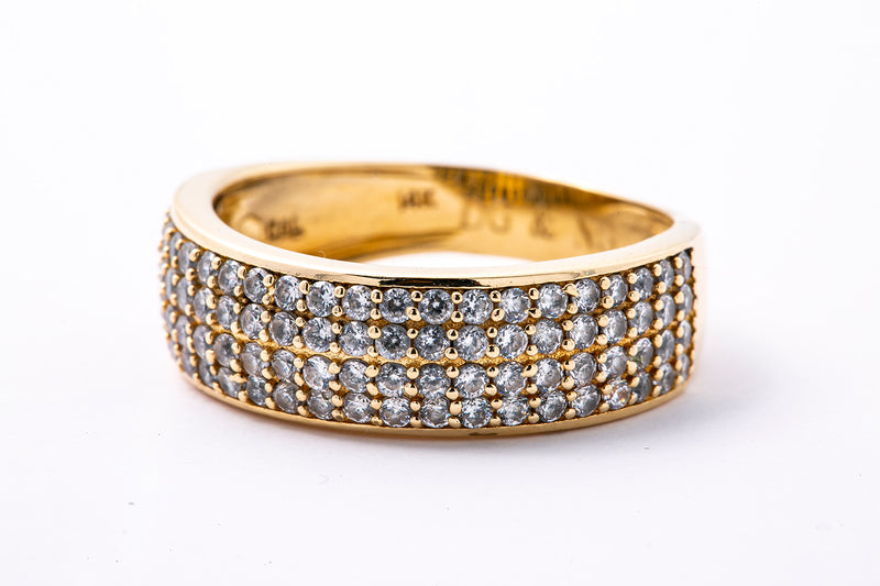 Cubic Zirconia Cluster 7mm Band 14K 585 Yellow Gold CZ Ring Size 10 1/2
