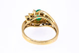 GC Natural Emerald & Diamond Cluster Cocktail 14K 585 Yellow Gold Ring Sz 6 1/2