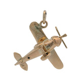 Vintage Solid 14kt Yellow Gold Airplane 3D Moving Propeller Charm