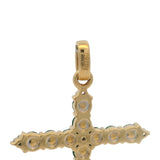 Vintage Solid 18kt Yellow Gold Chrysoprase and Diamond Green Cross Charm Pendant